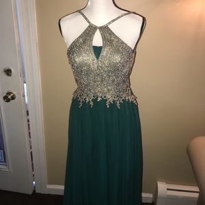 👗EMRALD/GOLD DRESS W/BEAUTIFUL DETAILING